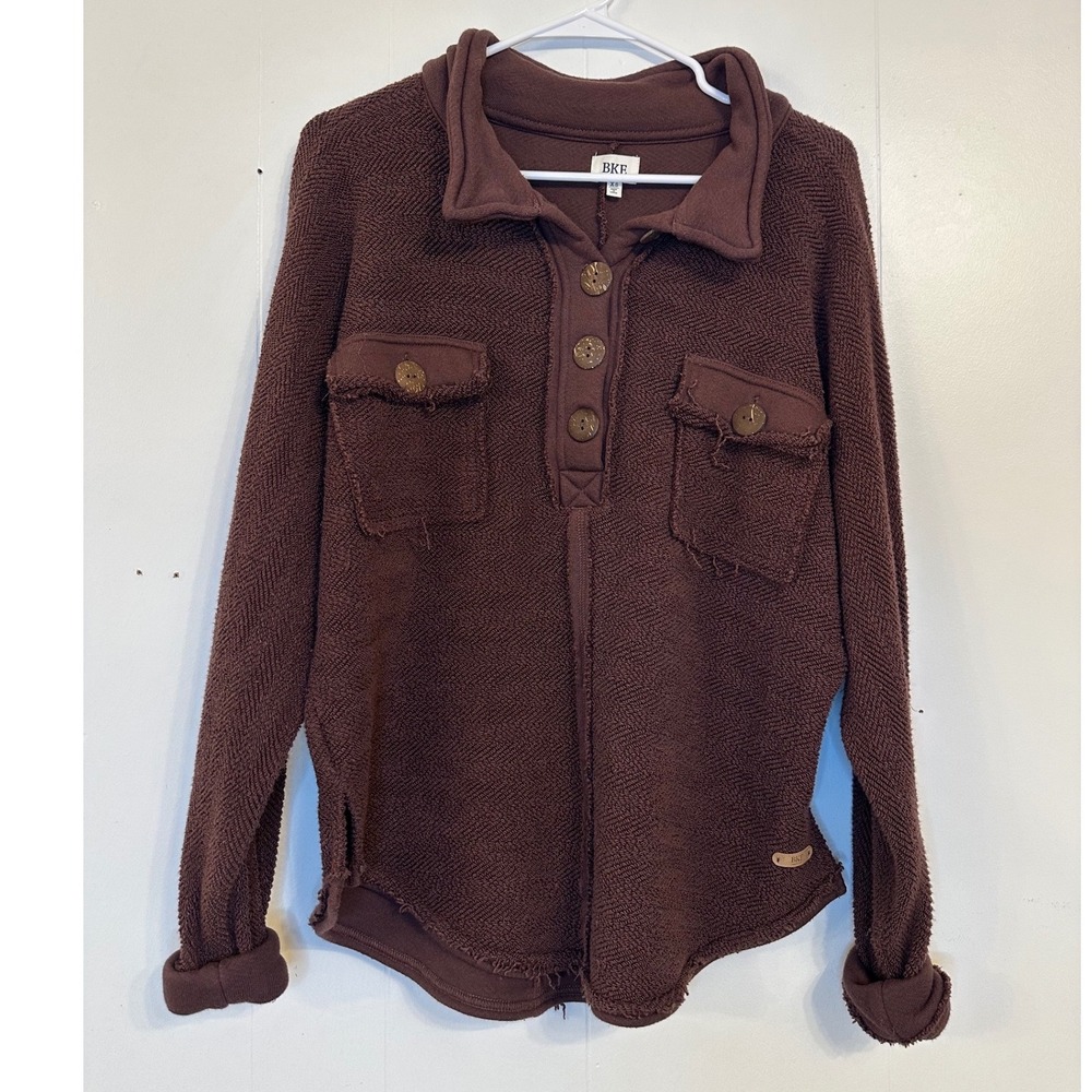 BKE Brown Textured Pullover Distressed XS